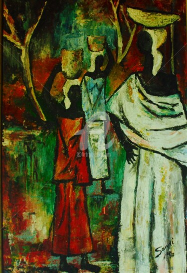 Painting titled "The Water Carriers" by Sandi Charlton Wells, Original Artwork, Acrylic