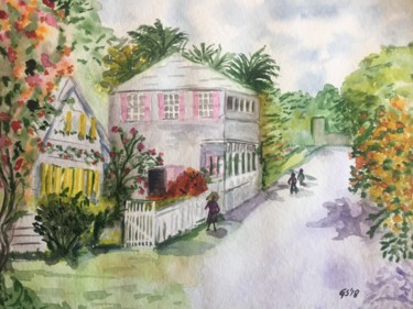 Malerei mit dem Titel "Bahamas feeling" von Gudrun Sageder, Original-Kunstwerk, Aquarell