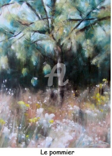 Painting titled "" Le pommier "" by Isabelle Douzamy, Original Artwork, Pastel