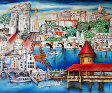 A Glimpse of Europe Ζωγραφική με τίτλο "A Glimpse of Europe" από Miriam Besa, Αυθεντικά έργα τέχνης, Λάδι