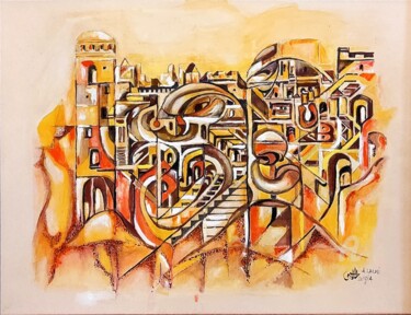 La Cité EL KSER Peinture intitulée "La Cité EL KSER" par A. Lalmi, Œuvre d'art originale, Acrylique