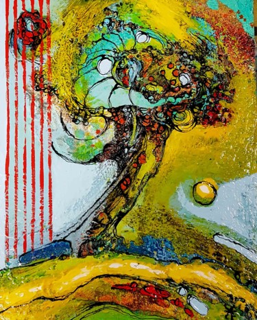 Peinture intitulée "Tree-newserie-2018" par Hervé Fayolle, Œuvre d'art originale, Acrylique Monté sur Châssis en bois