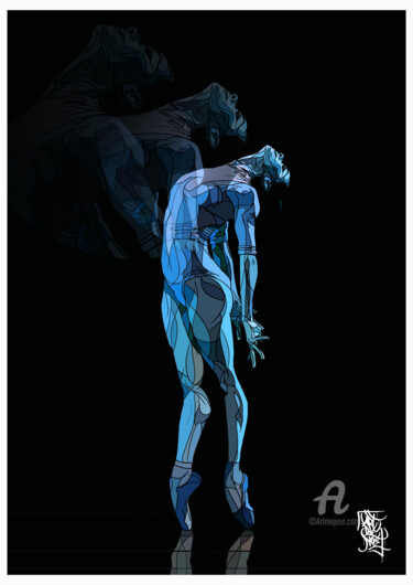 Arts numériques intitulée "Blue soul" par Art De Noé, Œuvre d'art originale, Peinture numérique