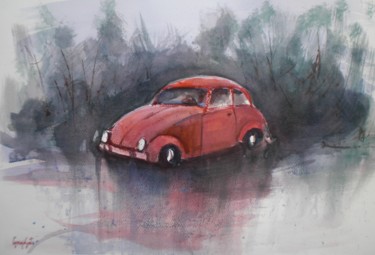 绘画 标题为“beetle car 2” 由Giorgio Gosti, 原创艺术品, 水彩