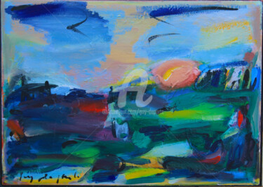 Peinture intitulée "avec le soleil" par Guy Departe, Œuvre d'art originale, Huile