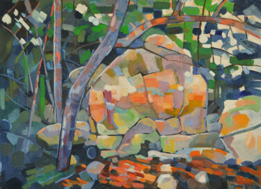 제목이 "Rochers-en-foret"인 미술작품 Patrick Marie로, 원작, 기름