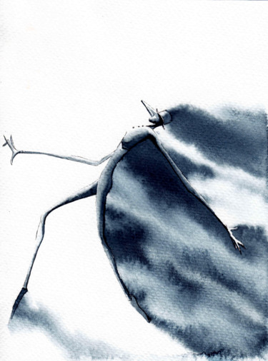 Schilderij getiteld "lancer1" door Hugues Breton, Origineel Kunstwerk, Aquarel