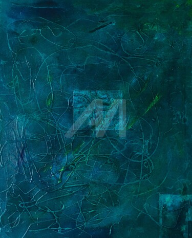 Peinture intitulée "Profondeur turquoise" par Mona Bessaa, Œuvre d'art originale, Acrylique