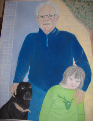 Peinture intitulée "Le trio "d'insépara…" par Ghislaine Limbour, Œuvre d'art originale, Pastel