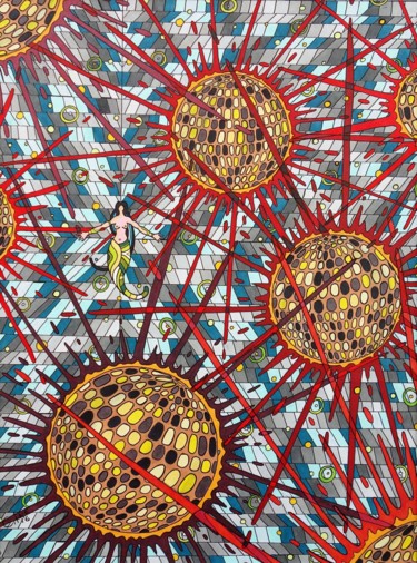 Drawing titled "Soleils froids" by Vincent Gibert, Original Artwork, Marker
