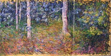 Malerei mit dem Titel "Sous bois - triptyq…" von Patrick Marie, Original-Kunstwerk, Öl Auf Keilrahmen aus Holz montiert