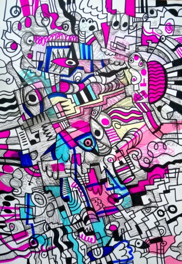 Рисунок под названием "free graphics" - Oxana Kolyagina, Подлинное произведение искусства, Шариковая ручка