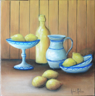 Peinture intitulée "Les Citrons" par Hubert Mathieu, Œuvre d'art originale, Huile