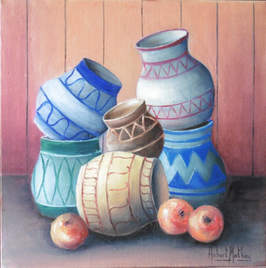 Les Pots Empilés Painting titled "Les Pots Empilés" by Hubert Mathieu, Original Artwork, Oil