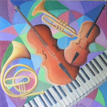 Ryth'm Blues Painting titled "Ryth'm Blues" by Hubert Mathieu, Original Artwork, Oil