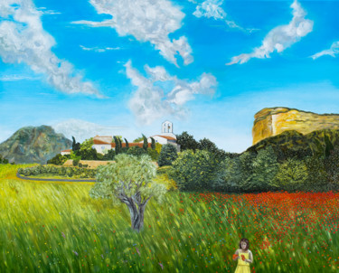 Printemps à Valflaunès / Spring in Valflaunès Peinture intitulée "Printemps à Valflau…" par Brigitte Menon, Œuvre d'art originale, Huile