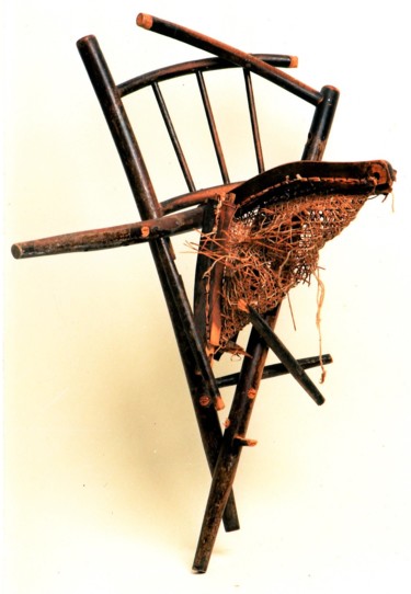 Sculpture intitulée "LA CHAISE UNIJAMBIS…" par Servin, Œuvre d'art originale, Bois