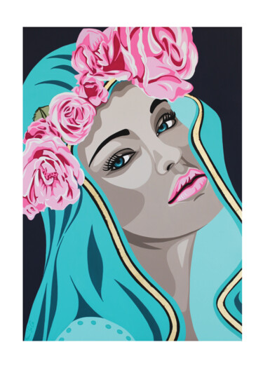 Arts numériques intitulée "Lithographie " Mado…" par Ann'Soco, Œuvre d'art originale, Décoration de maison