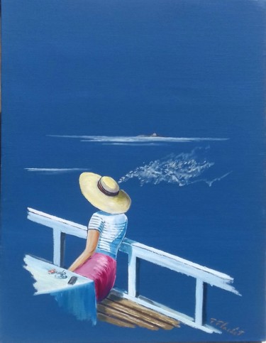 Peinture intitulée "Pause café" par Flachet, Œuvre d'art originale