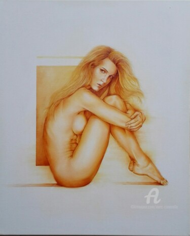 Nu assis Peinture intitulée "Nu assis" par Marc Ciavarella, Œuvre d'art originale, Huile