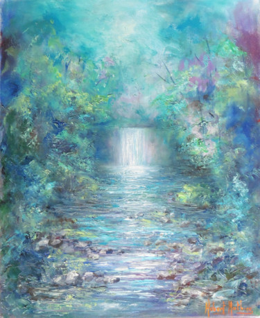 Cascade Painting titled "Cascade" by Hubert Mathieu, Original Artwork, Oil