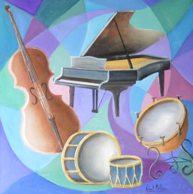 Peinture intitulée "Rythmes et Couleurs" par Hubert Mathieu, Œuvre d'art originale, Huile