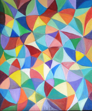 Peinture intitulée "Mosaïque" par Hubert Mathieu, Œuvre d'art originale, Huile