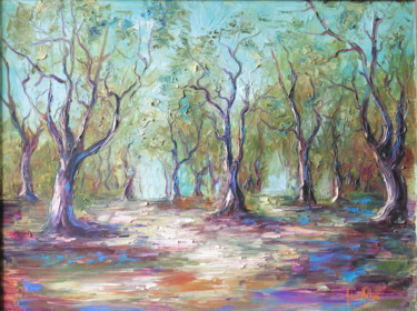 Peinture intitulée "Les Oliviers" par Hubert Mathieu, Œuvre d'art originale, Huile