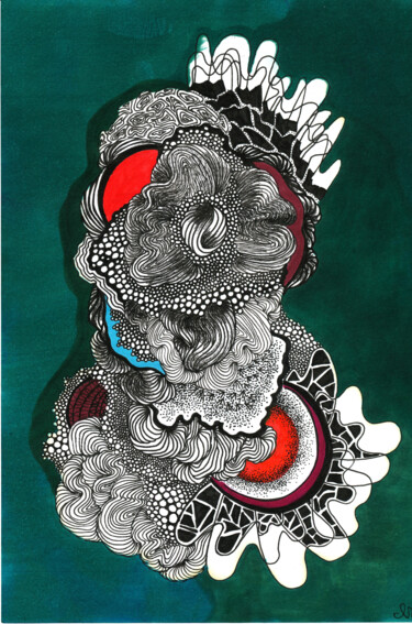 Painting titled "Green" by Elke Matthaeus, Original Artwork, Ink