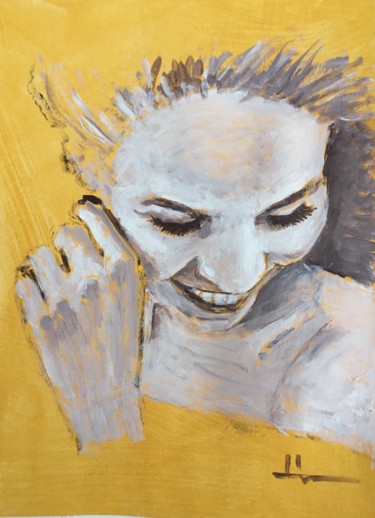 「Study in Ochre」というタイトルの絵画 Dominique Dèveによって, オリジナルのアートワーク, アクリル