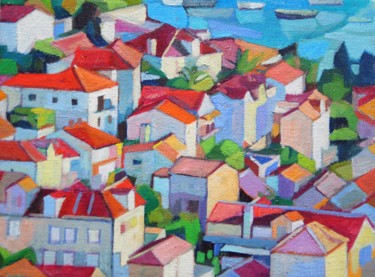 Painting titled "Mediterranean seasc…" by Maja Djokic Mihajlovic, Original Artwork, Oil