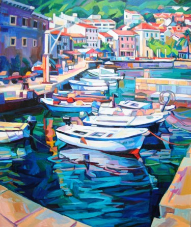 Painting titled "Seascape #3" by Maja Djokic Mihajlovic, Original Artwork, Oil