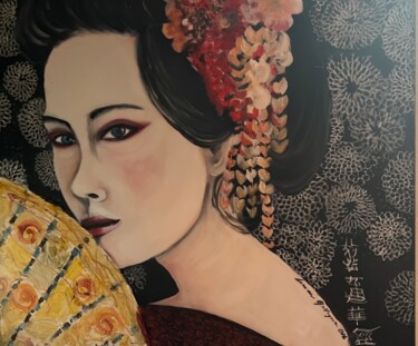 绘画 标题为“Geisha” 由Carmen, 原创艺术品, 油 安装在木质担架架上