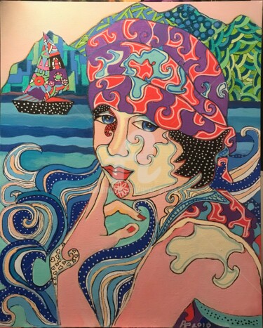 Peinture intitulée "M’selle rêve d’évas…" par Annie Predal, Œuvre d'art originale, Acrylique