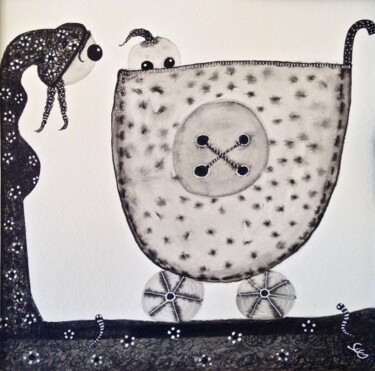 Peinture intitulée "Falune au landau" par Eleanor Gabriel, Œuvre d'art originale, Encre