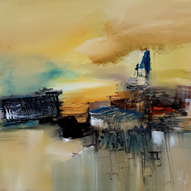 Malerei mit dem Titel "Une ville qui appel…" von Muriel Cayet, Original-Kunstwerk, Acryl