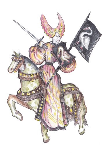 Drawing titled "Penthesilea, Queen…" by Aleksandr Petrunin, Original Artwork, Ink