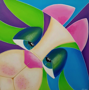 Painting titled "Funny cat" by Ana Von Laff, Original Artwork, Acrylic