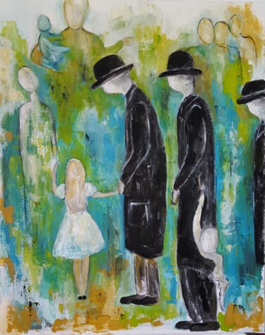 Peinture intitulée "Les hommes en noir" par Christiane Casanova, Œuvre d'art originale, Acrylique