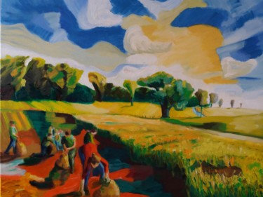Peinture intitulée "Les Glaneurs" par Marc Declercq, Œuvre d'art originale, Huile