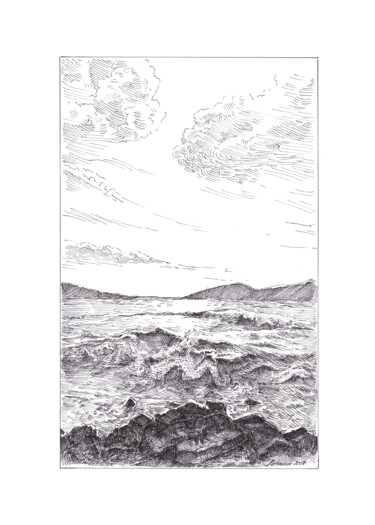 Zeichnungen mit dem Titel "Before the Storm" von Aleksandr Petrunin, Original-Kunstwerk, Tinte