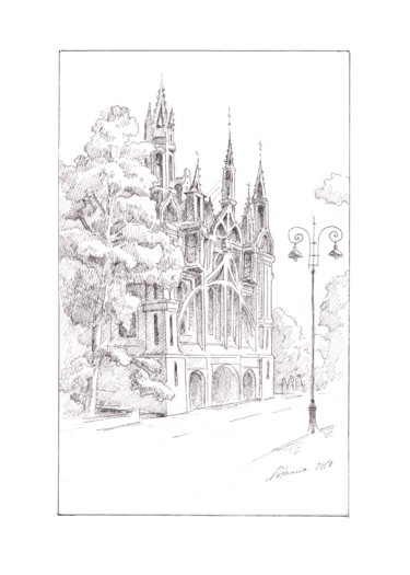 Drawing titled "Vilnius Tales" by Aleksandr Petrunin, Original Artwork, Ink