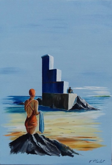 Peinture intitulée "Pause baignade" par Flachet, Œuvre d'art originale, Huile