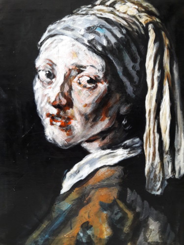 Painting titled "" Jan Vermeer"" by Sam Keusseyan, Original Artwork, Acrylic
