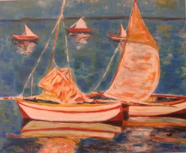 Peinture intitulée "La mediterranée" par Dana Art, Œuvre d'art originale, Huile Monté sur Panneau de bois