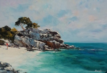 Soleil sur la crique paysage marin Peinture intitulée "Soleil sur la criqu…" par Christian Bessede, Œuvre d'art originale, Huile