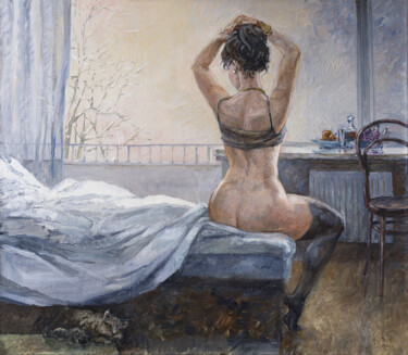 День в феврале/February day Peinture intitulée "День в феврале/Febr…" par Iurii Korkhov, Œuvre d'art originale, Huile Monté sur Châssis en bois