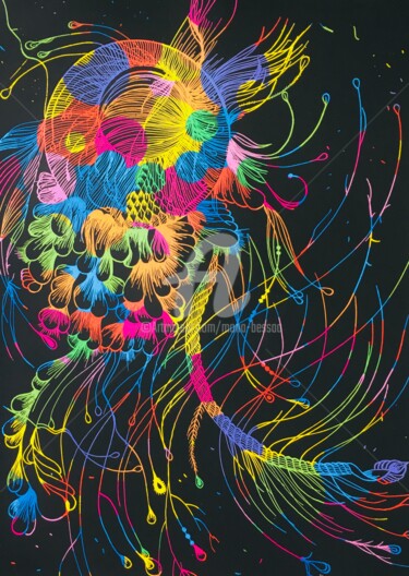 제목이 "Rainbow specimen 01"인 그림 Mona Bessaa로, 원작, 실버 포인트