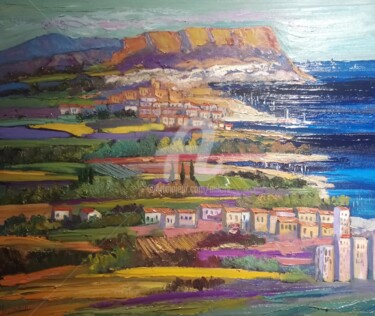 Painting titled "Vue sur Cassis" by Milorv, Original Artwork, Oil