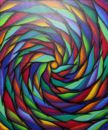 Spirale multicolore Peinture intitulée "Spirale multicolore" par Jonathan Pradillon, Œuvre d'art originale, Acrylique Monté sur Châssis en bois